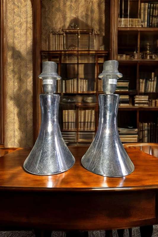 Silver-colored table lamps