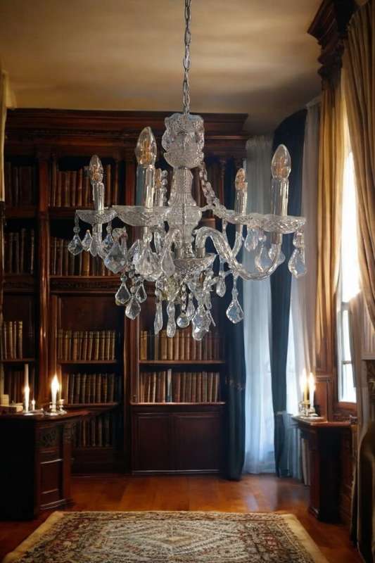 acrylic 6 Bulb Chandelier