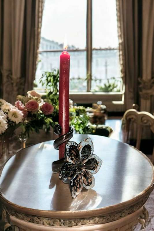 Murano flower candle holder