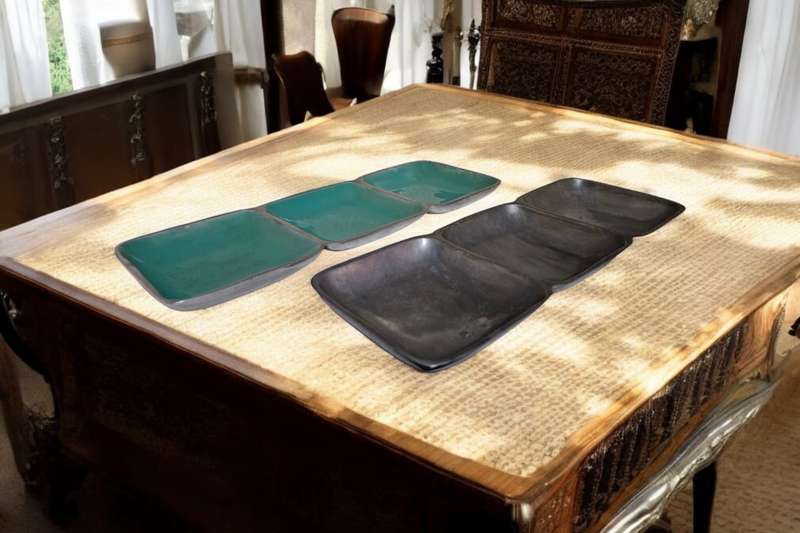 Pair Pewter/Metal Snack Trays