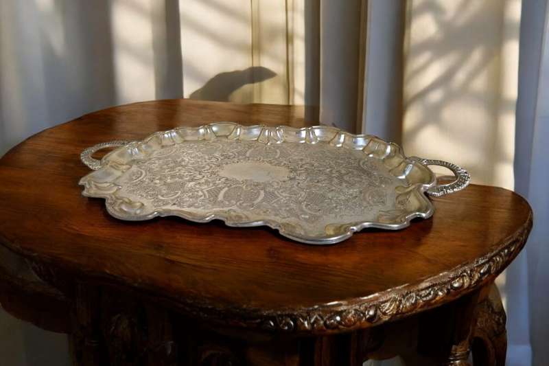 Silver plated serving tray
