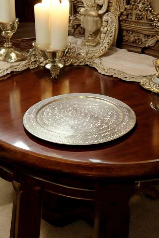 Vintage brass floral engraved tray