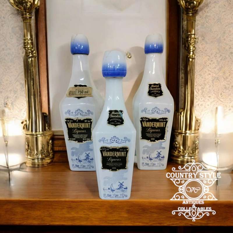 Vintage Vandermint Chocolate Liqueur Bottles Holland Delft