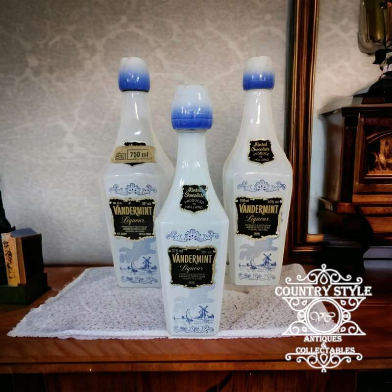 Vintage Vandermint Chocolate Liqueur Bottles Holland Delft