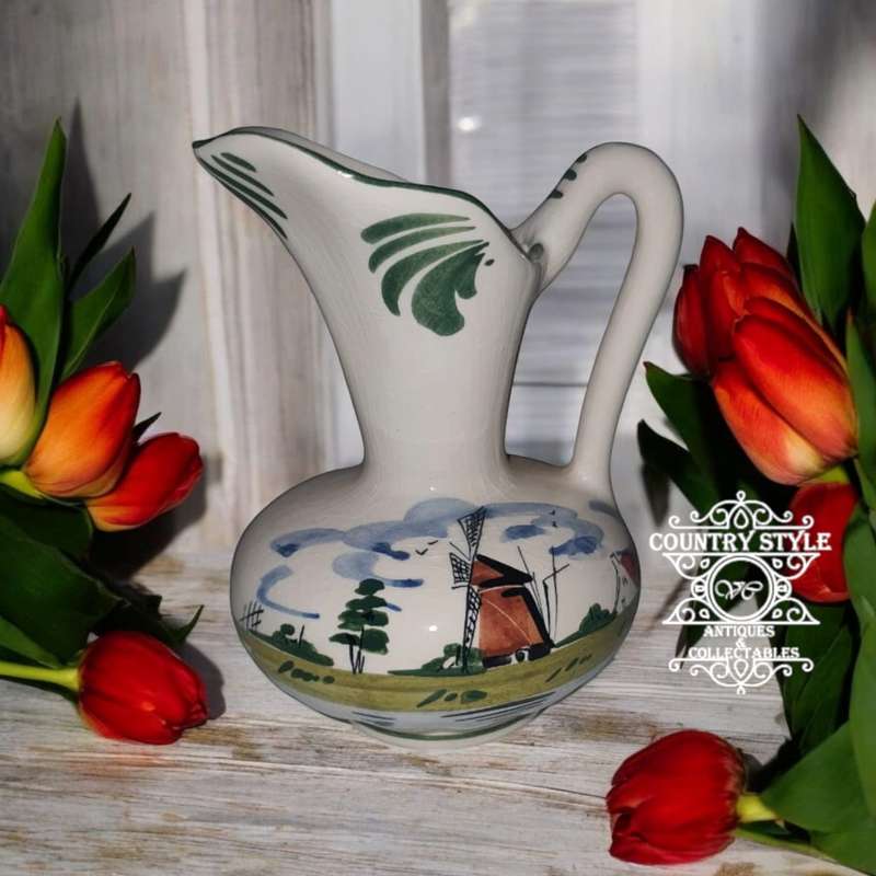 Vintage Green Delft Jug