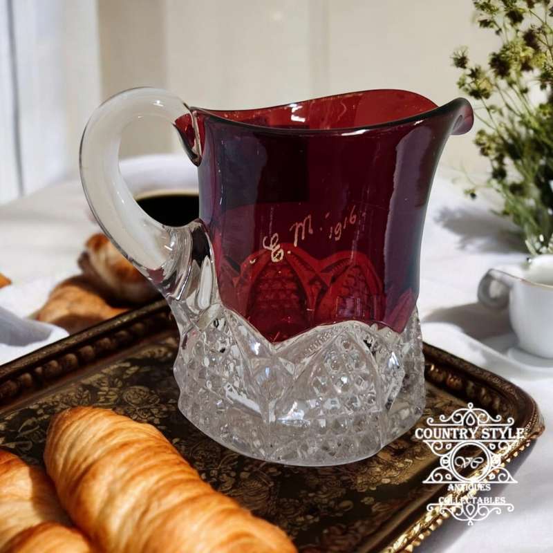 Ruby Stain Creamer Diamond Grid