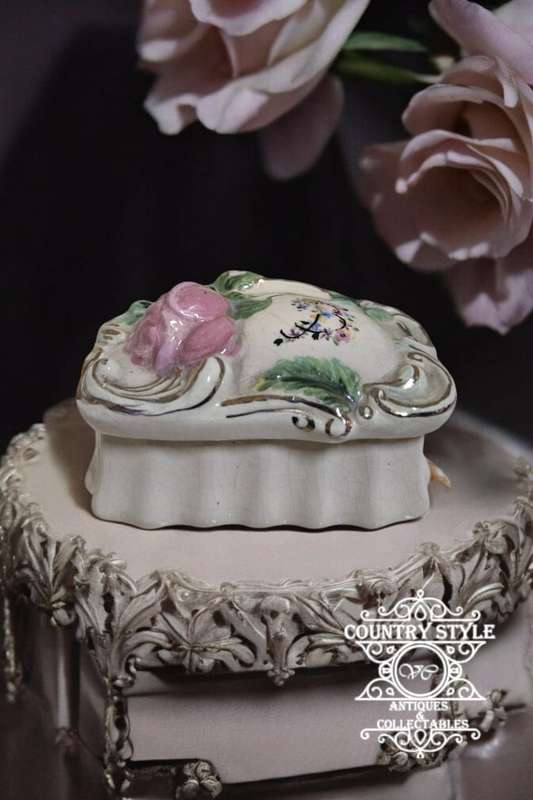Vintage Porcelain Trinket Jewelry Box