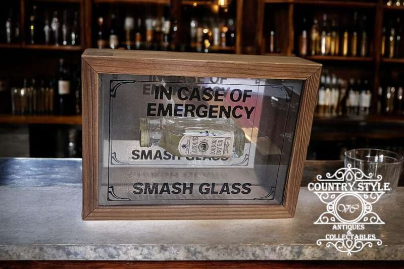 Bar Decor break glass in an emergency