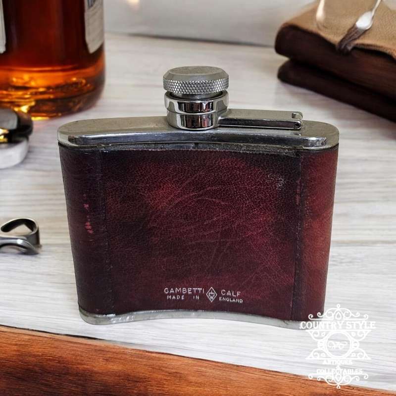 Vintage Small Hipflask. Gambetti Calf