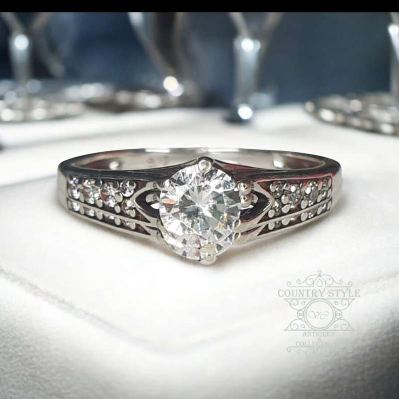 Sterling Silver ring with clear stones
