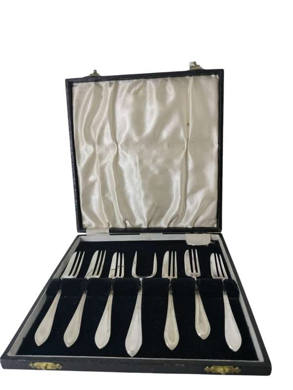 7Pc Vintage Silver Plated Fruit Set