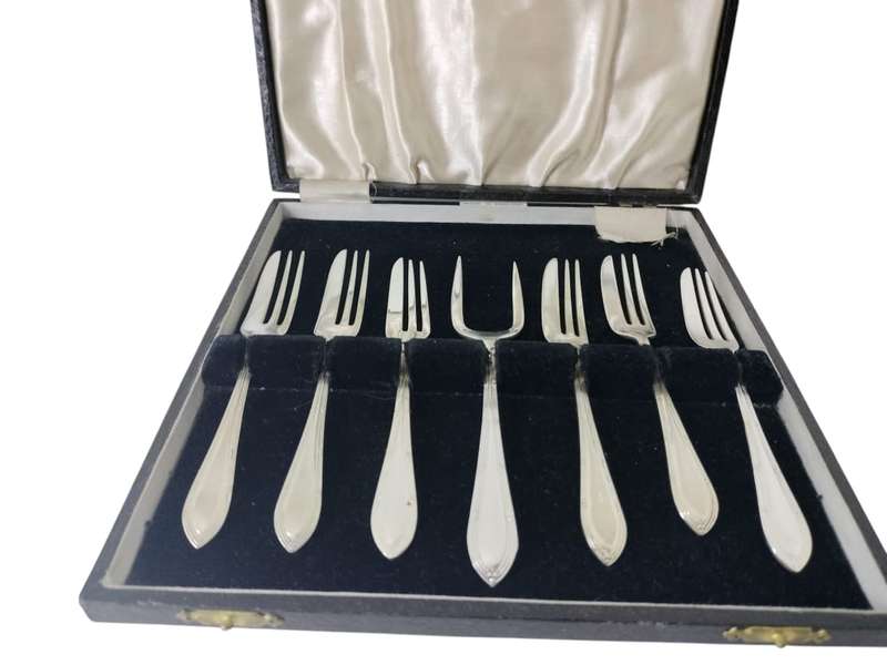 7Pc Vintage Silver Plated Fruit Set