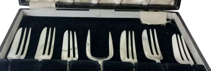 7Pc Vintage Silver Plated Fruit Set