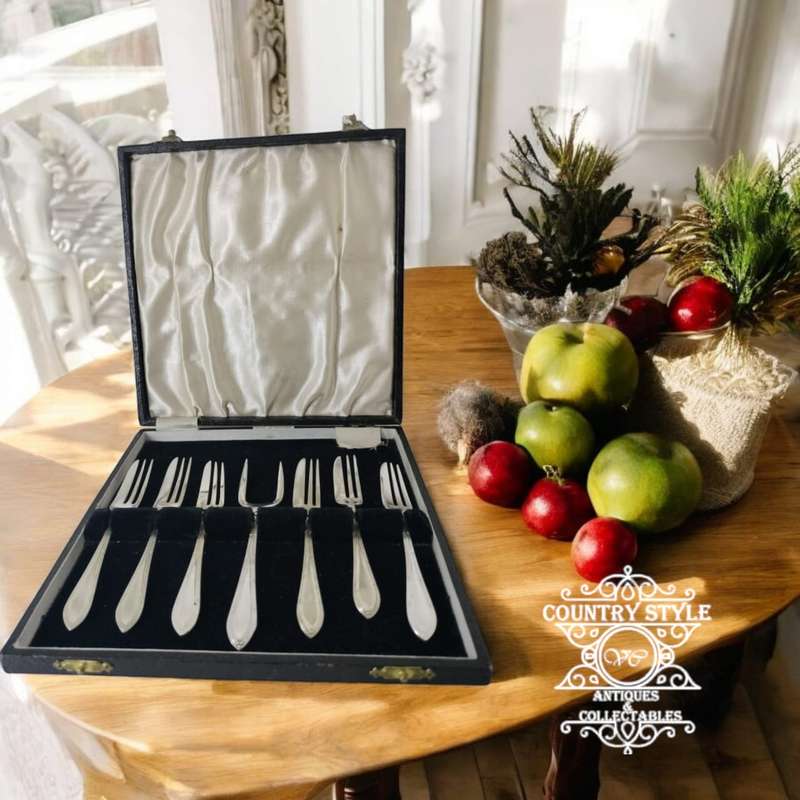 7Pc Vintage Silver Plated Fruit Set