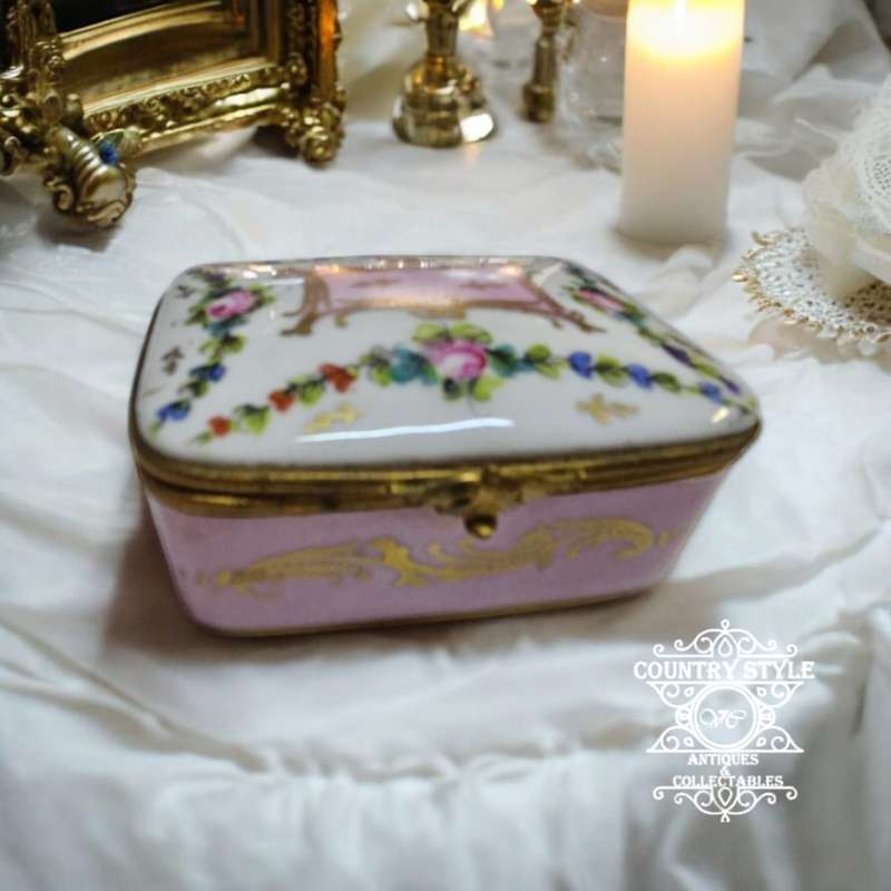 Rare Vintage Pink Limoges Trinket Box