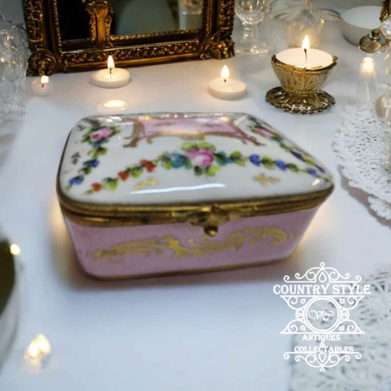 Rare Vintage Pink Limoges Trinket Box