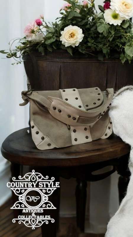 Suede and leather shoulder clutch