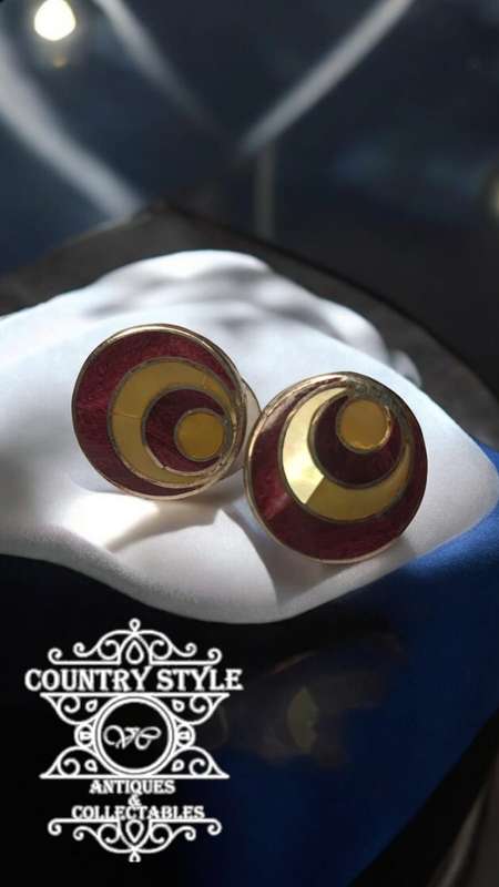 Vintage Maroon & Gold Colored Earrings