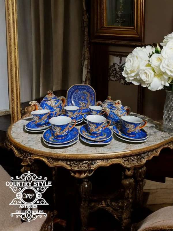 Japanese Kutani Moriage "Dragon Ware" tea set