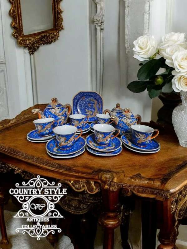 Japanese Kutani Moriage "Dragon Ware" tea set