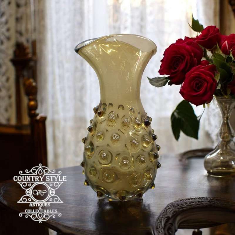Pilgrim Amber Hobnail Vase
