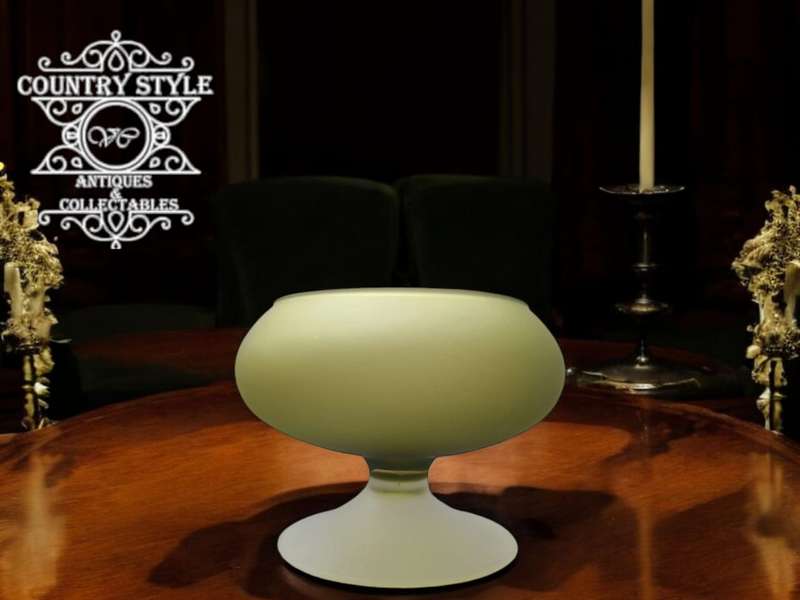 Vintage Green Glass Bowl with Stem
