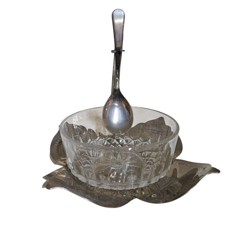 Silver Plated & Crystal Jam Holder
