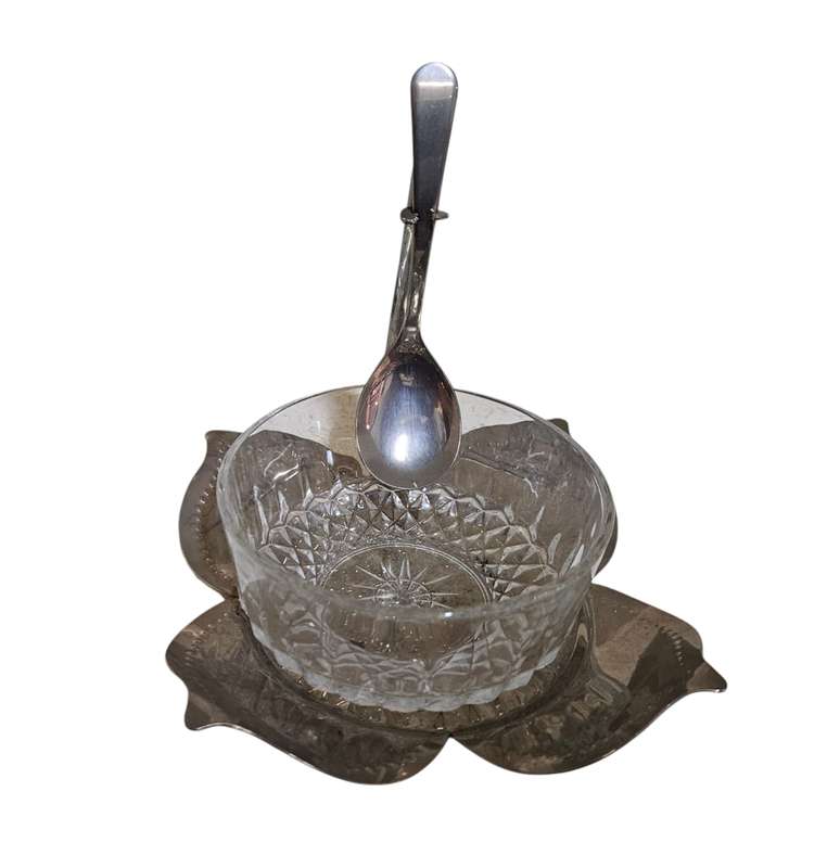 Silver Plated & Crystal Jam Holder