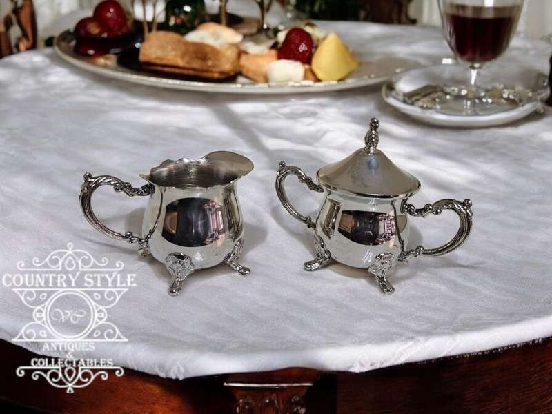 Small Silver Plated Sugar & Milk Creamer