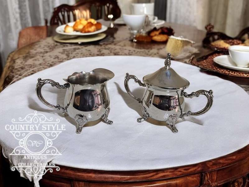 Small Silver Plated Sugar & Milk Creamer