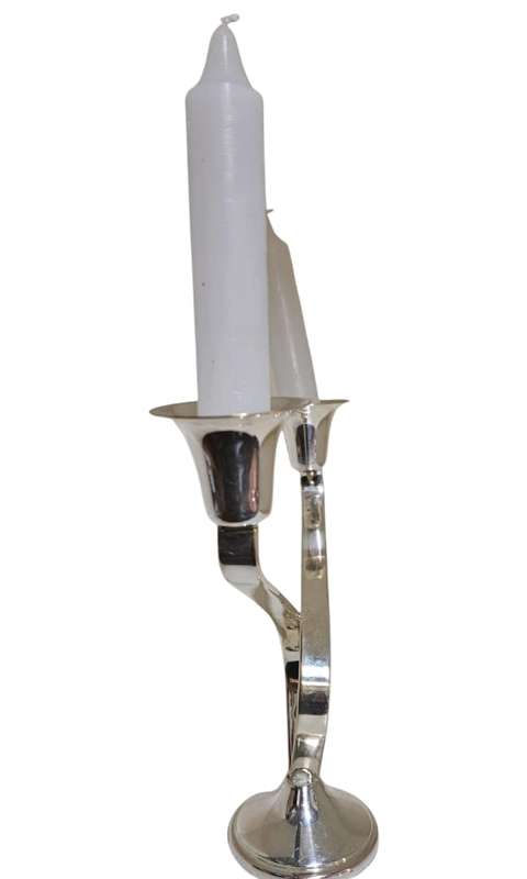 Two-Armed Silver-Plated Candlestick