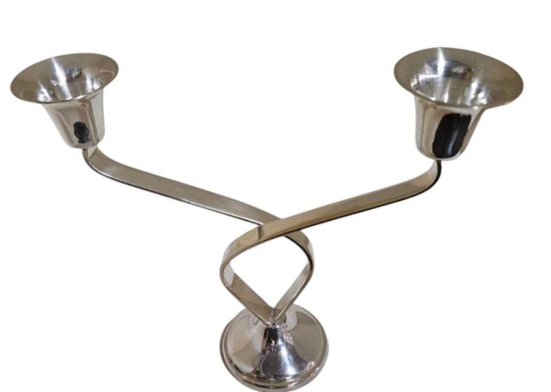 Two-Armed Silver-Plated Candlestick
