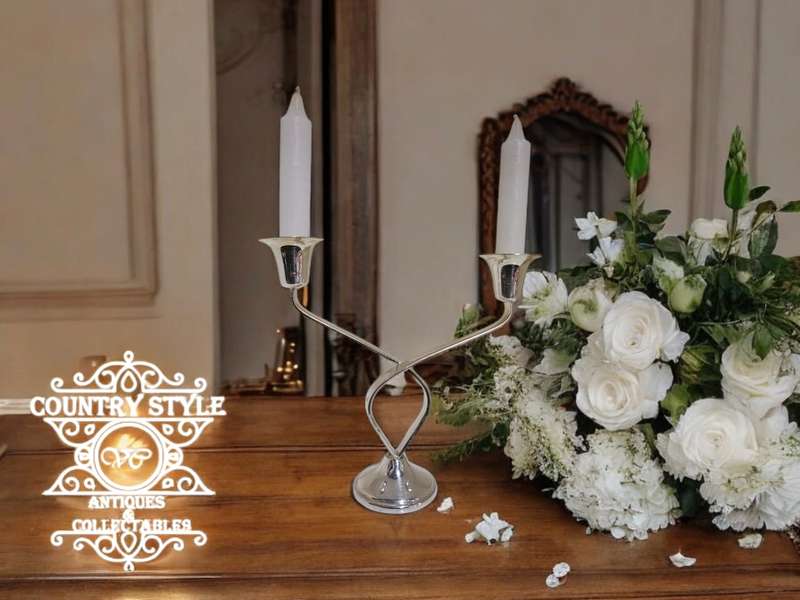 Two-Armed Silver-Plated Candlestick