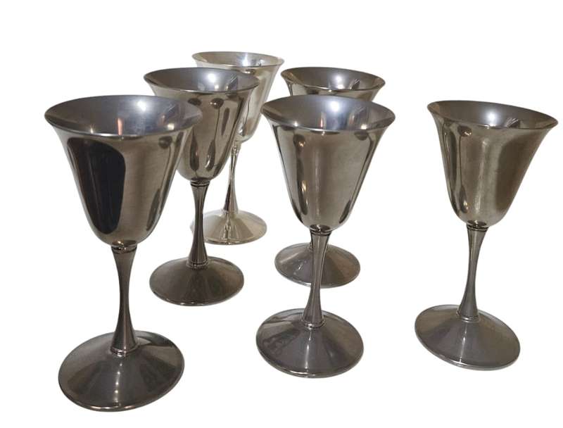Six silver-plated goblets