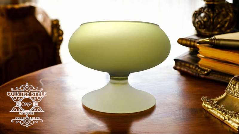 Vintage Green Glass Bowl with Stem