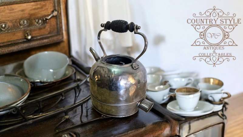 Antique silver metal kettle
