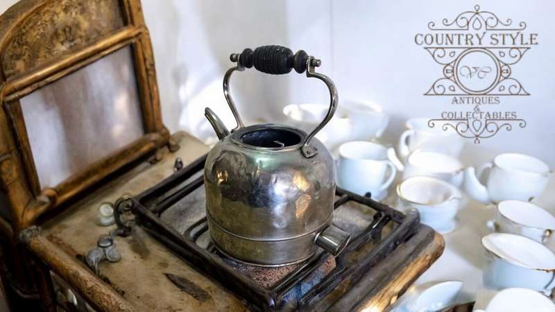 Antique silver metal kettle