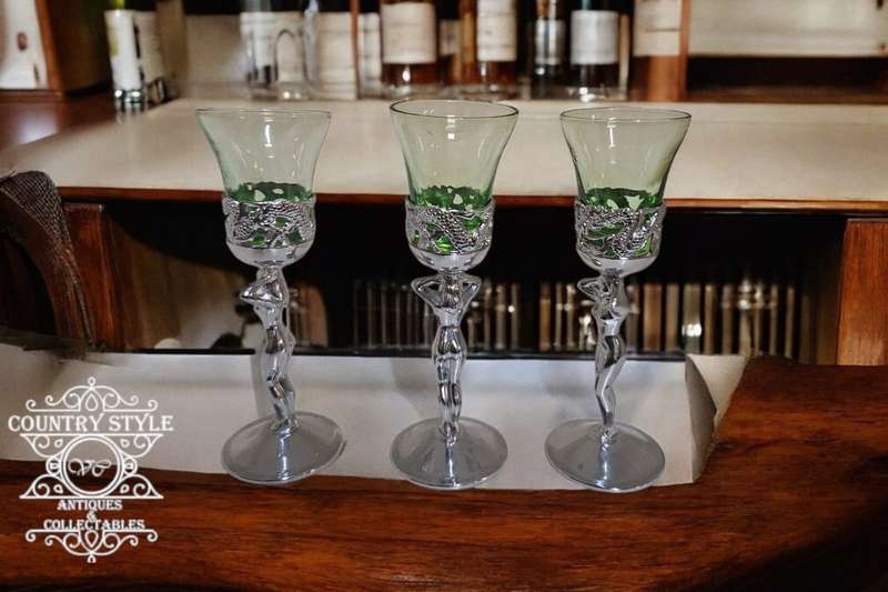 3 ART DECO STEM GLASSES
