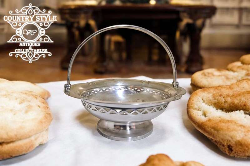 Vintage silver plated footed basket