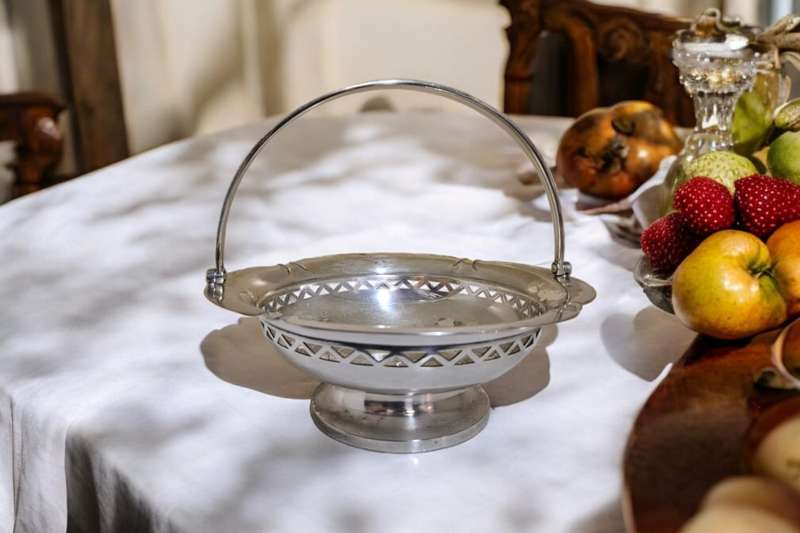 Vintage silver plated footed basket