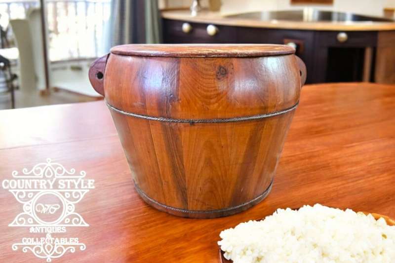 Antique Chinese Wooden Rice Pot Bucket
