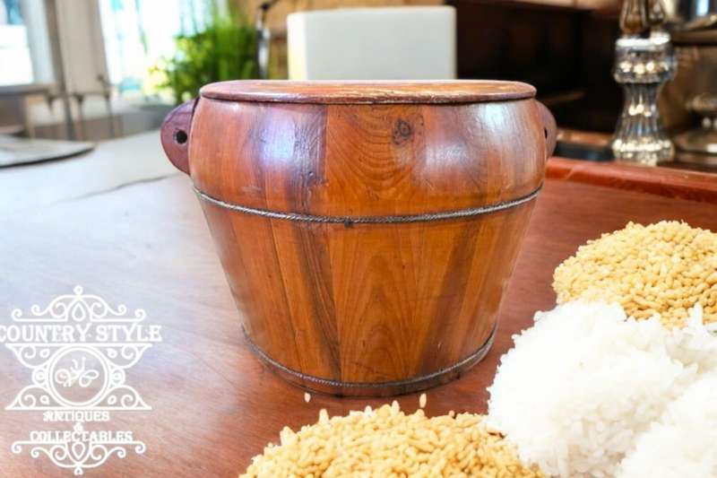 Antique Chinese Wooden Rice Pot Bucket