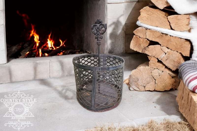 Rustic Cast Iron Firewood Basket