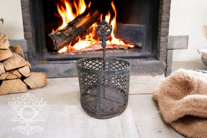 Rustic Cast Iron Firewood Basket