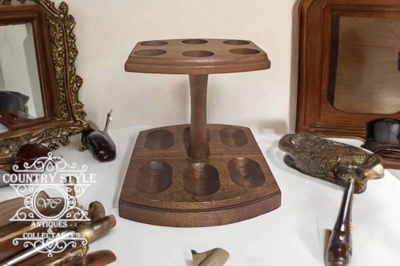 Vintage Solid Teak pipe stand, 6 pipe stand,