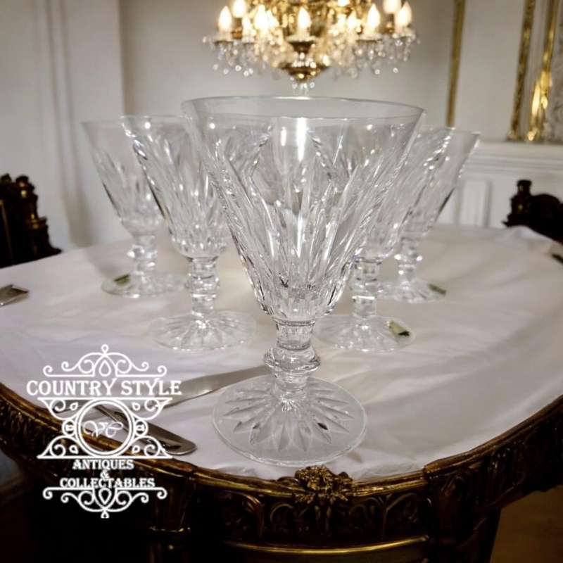 6 WATERFORD Crystal EILEEN White Wine Glasses