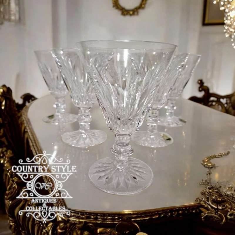 6 WATERFORD Crystal EILEEN White Wine Glasses