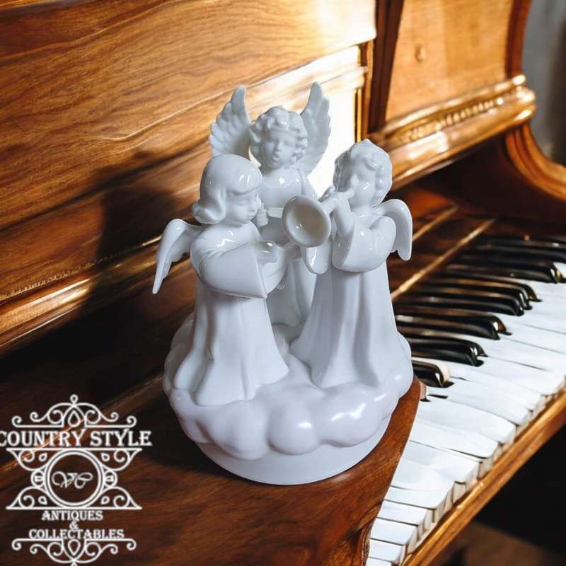 Vintage Porcelain Musical Angels Music Box