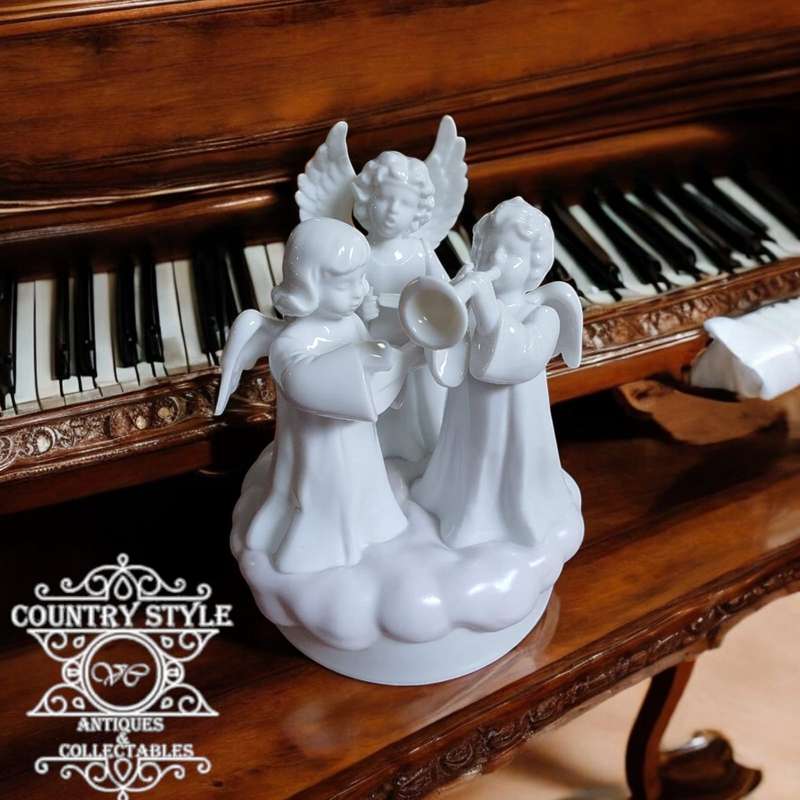 Vintage Porcelain Musical Angels Music Box
