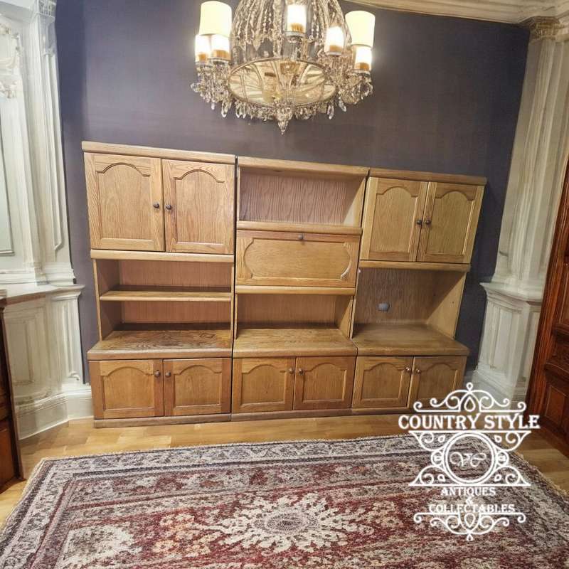 Large 3-Piece Oak Bookshelf